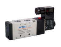 AIRTAC CONTROL VALVE, 4V2 SERIES, SINGLE SOLENOID&lt;BR&gt;4 WAY 2 POSITION  220VAC, 1/8&quot;NPT, HARDWIRED